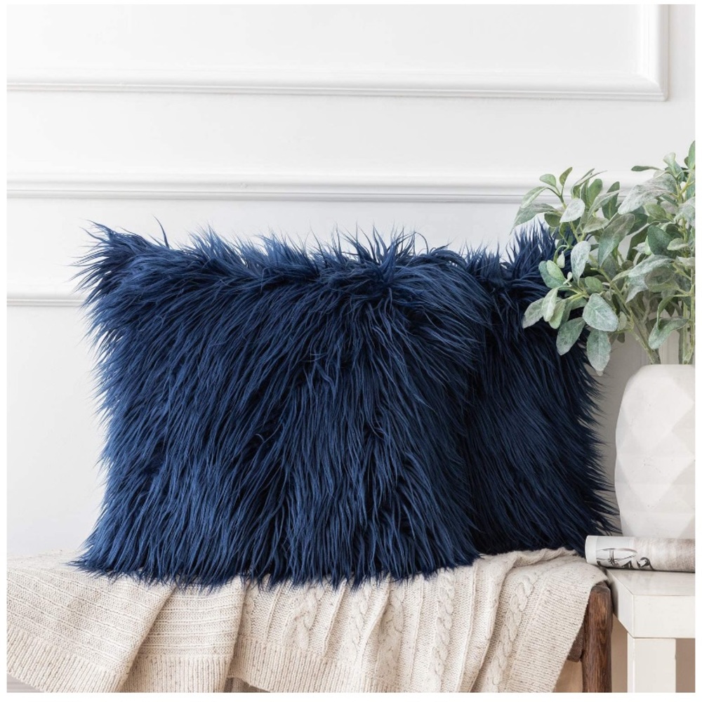 Set 2 Decorative Faux Fur Throw Pillow Case - Picture 13 of 16